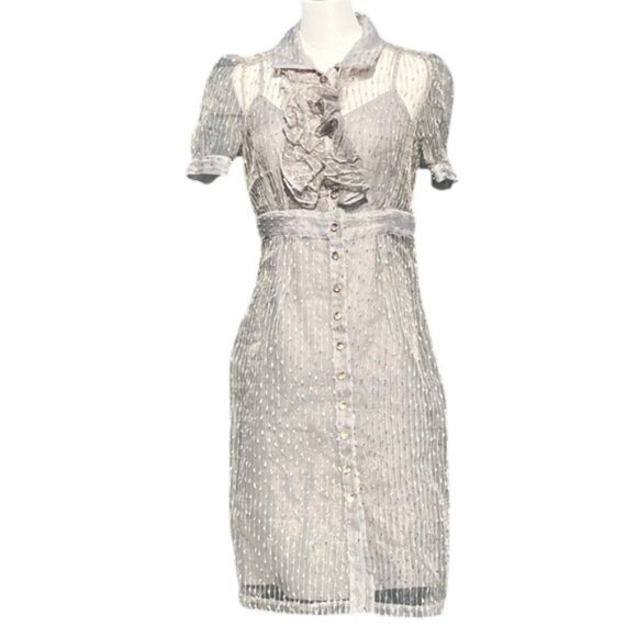 Vintage BETSEY JOHNSON Silver Glass Button Dress BLACK LABEL - Picture 1 of 12